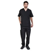 Natural Uniforms Men Scrub Set, Men Medical Uniforms 102 Black, Medium