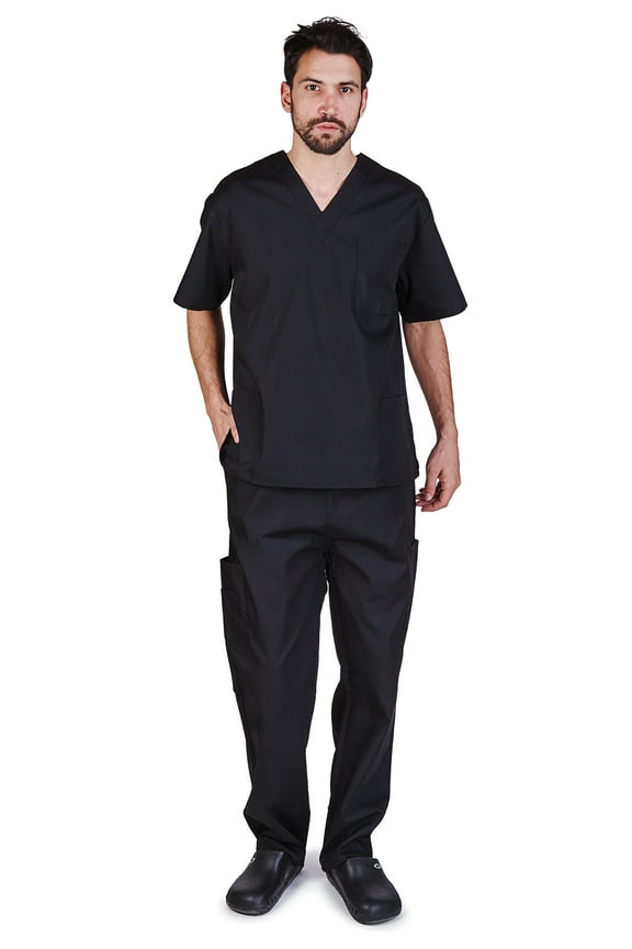 Men Scrub Set, Men Medical Uniforms 102 (Black, X-Large)