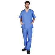 Natural Uniforms Men Scrub Set, Men Medical Uniforms 102 Ceil Blue, X-Small