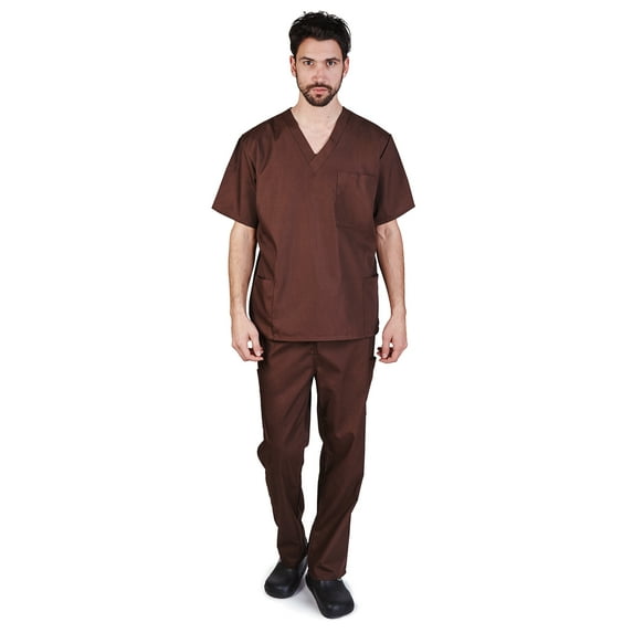 Natural Uniforms Men Scrub Set, Men Medical Uniforms 102 (Chocolate, XX-Large)