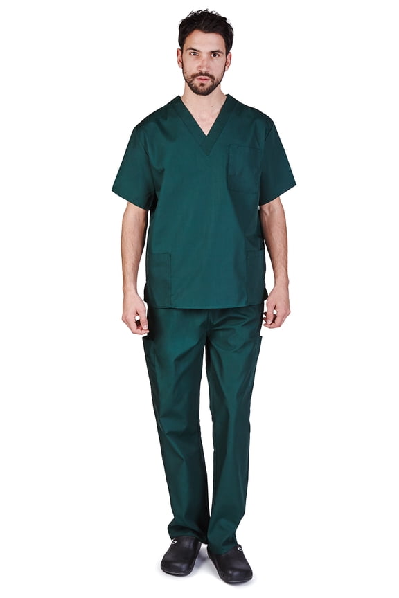 Men Scrub Set, Men Medical Uniforms 102 (Hunter Green, X-Large)