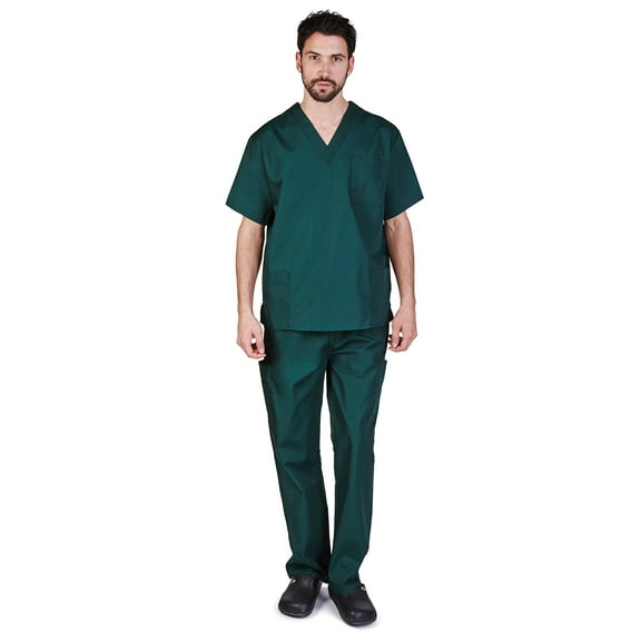 Natural Uniforms Men Scrub Set, Men Medical Uniforms 102 (Hunter Green, X-Large)