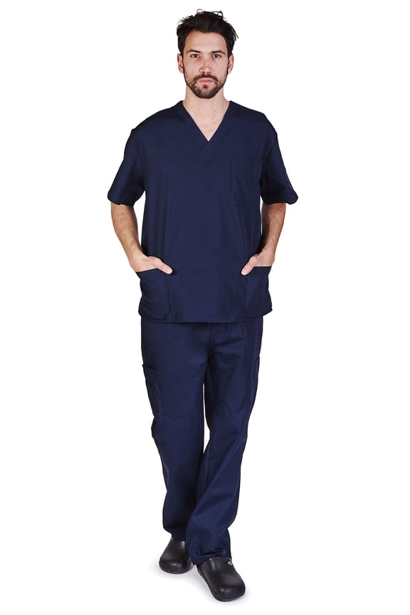 Men Scrub Set, Men Medical Uniforms 102 (Navy Blue, X-Large)