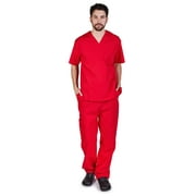 Natural Uniforms Men Scrub Set, Men Medical Uniforms 102 Red, X-Large