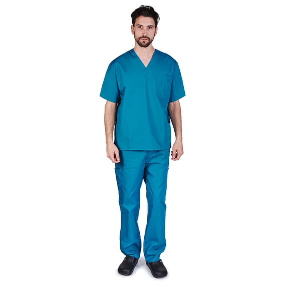 Natural Uniforms Men Scrub Set, Men Medical Uniforms 102 (Teal, Small)