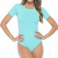 thumbnail image 1 of Natural Uniforms Short Sleeve Round Neck Body Suit--Breathable Cotton Stretch(Aqua, Large), 1 of 6