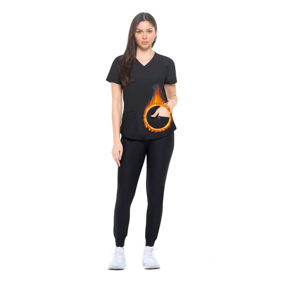 Natural Uniforms Ultra Stretch Womens Jogger Scrub Set (Black, 3X-Large)