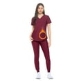 thumbnail image 1 of Natural Uniforms Ultra Stretch Womens Jogger Scrub Set (Burgundy, 3X-Large), 1 of 7