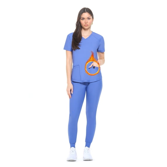 Natural Uniforms Ultra Stretch Womens Jogger Scrub Set (Ceil Blue, 2X-Large)