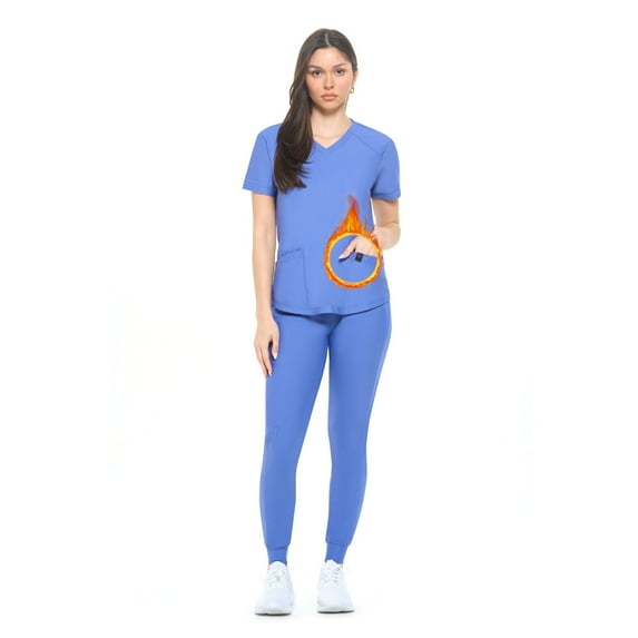 Natural Uniforms Ultra Stretch Womens Jogger Scrub Set (Ceil Blue, 3X-Large)