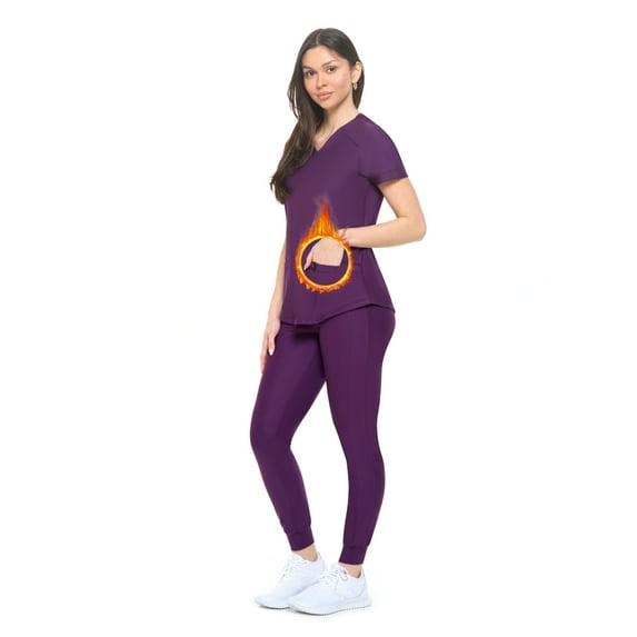 Natural Uniforms Ultra Stretch Womens Jogger Scrub Set (Eggplant, X-Large)
