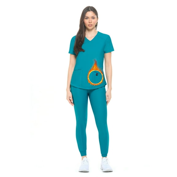 Natural Uniforms Ultra Stretch Womens Jogger Scrub Set (Teal, Large)