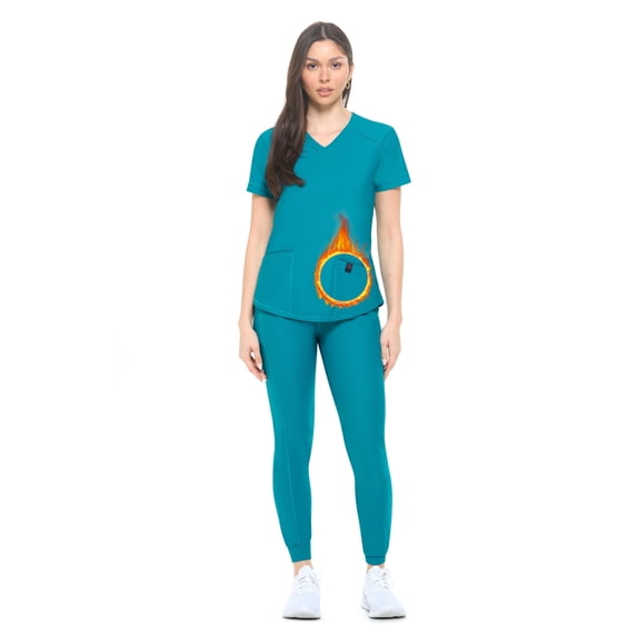 Natural Uniforms Ultra Stretch Womens Jogger Scrub Set (Teal, Small)