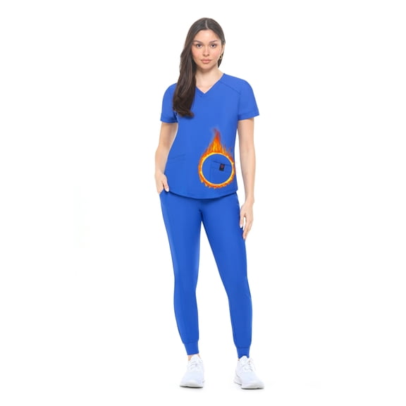 Natural Uniforms Ultra Stretch Womens Jogger Scrub Set (True Royal Blue, Large)