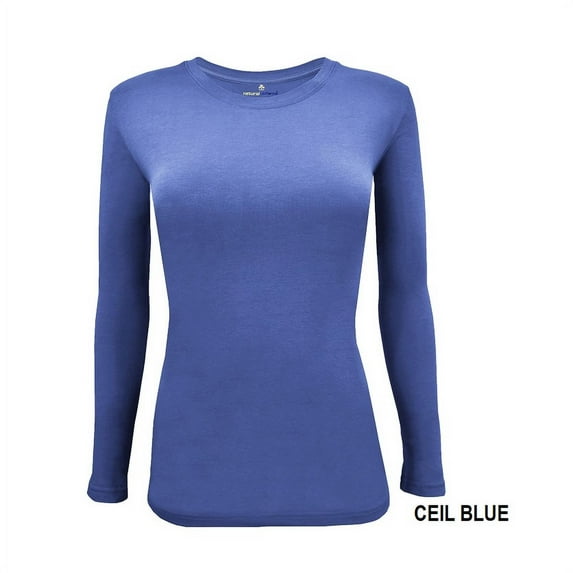 Natural Uniforms Under Scrub Tee Crew Neck Long Sleeve T-Shirt Underscrub Tee (Ceil Blue, 2X-Large)