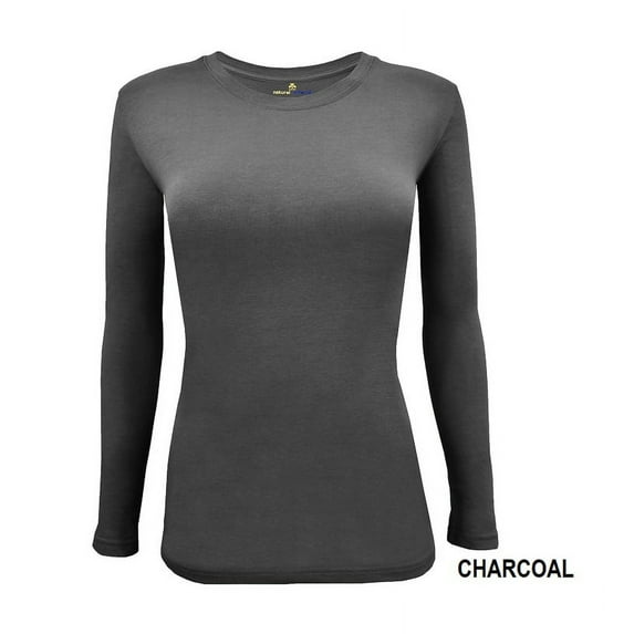 Natural Uniforms Under Scrub Tee Crew Neck Long Sleeve T-Shirt Underscrub Tee (Charcoal, Medium)