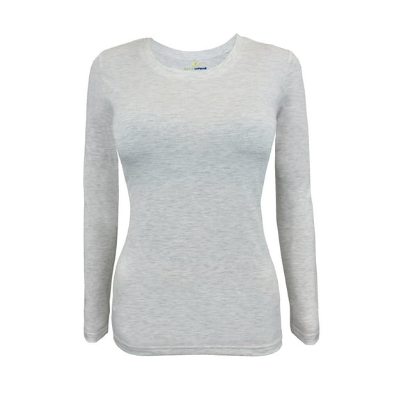 Natural Uniforms Under Scrub Tee Crew Neck Long Sleeve T-Shirt Underscrub Tee (Heather Gray, Medium)