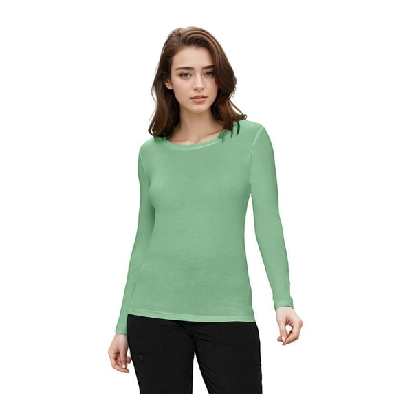 Natural Uniforms Under Scrub Tee Crew Neck Long Sleeve T-Shirt Underscrub Tee (Meadow Green, XX-Small)