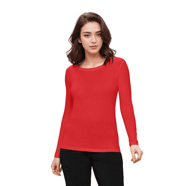 Natural Uniforms Under Scrub Tee Crew Neck Long Sleeve T-Shirt Underscrub Tee (Red, X-Large)