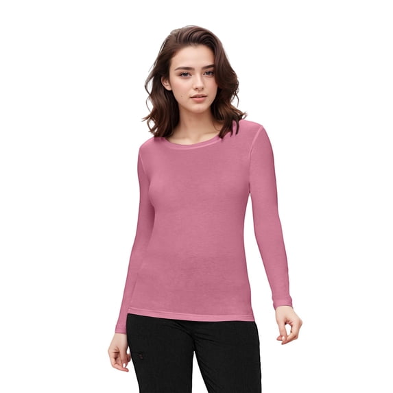Natural Uniforms Under Scrub Tee Crew Neck Long Sleeve T-Shirt Underscrub Tee (Rose, X-Large)