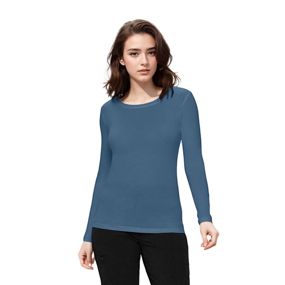 Natural Uniforms Under Scrub Tee Crew Neck Long Sleeve T-Shirt Underscrub Tee (Stellar Blue, XX-Small)