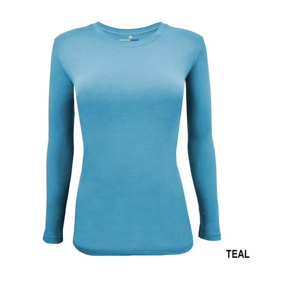 Natural Uniforms Under Scrub Tee Crew Neck Long Sleeve T-Shirt Underscrub Tee (Teal, 2X-Large)
