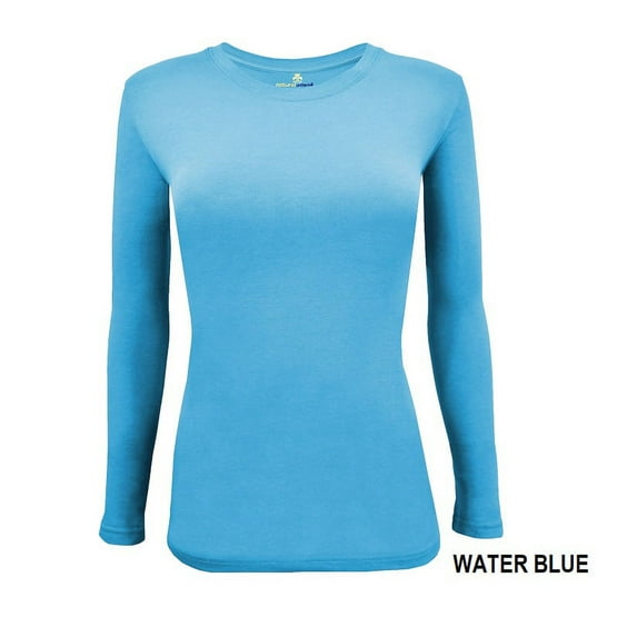 Natural Uniforms Under Scrub Tee Crew Neck Long Sleeve T-Shirt Underscrub Tee (Water Blue, X-Large)