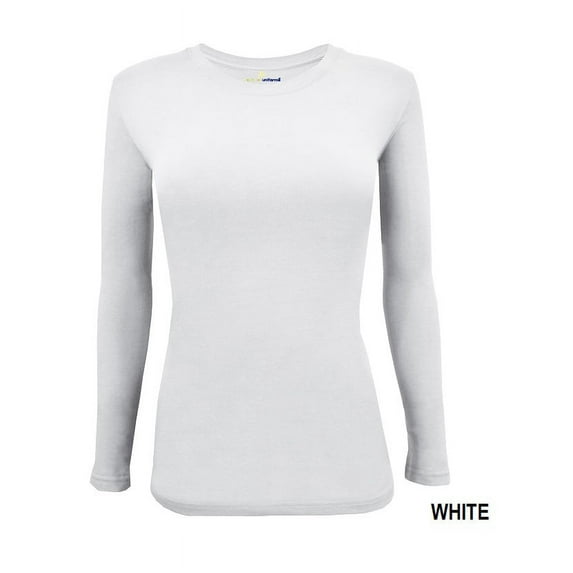 Natural Uniforms Under Scrub Tee Crew Neck Long Sleeve T-Shirt Underscrub Tee (White, Large)