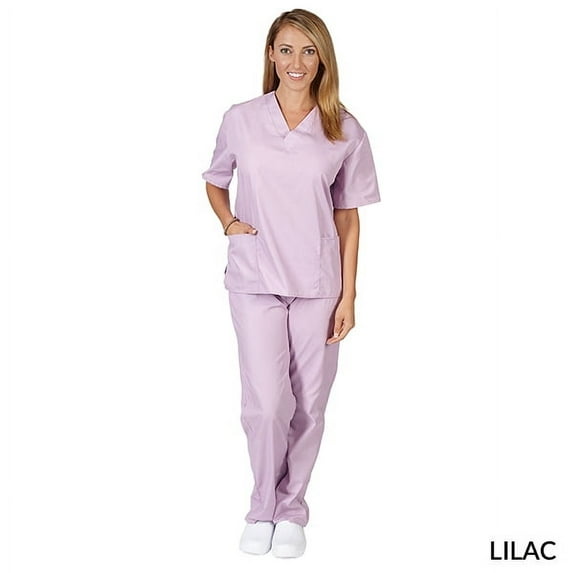 Natural Uniforms Unisex Solid V-Neck Medical Scrub Set, Style 101