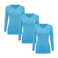 thumbnail image 1 of Natural Uniforms V-Neck Women's Underscrub Tee Long Sleeve T-Shirt 3 PACK (Water Blue, X-Small), 1 of 5
