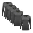 thumbnail image 1 of Natural Uniforms V-Neck Women's Underscrub Tee Long Sleeve T-Shirt 5 PACK (Charcoal, Large), 1 of 3