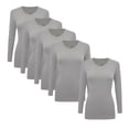 thumbnail image 1 of Natural Uniforms V-Neck Women's Underscrub Tee Long Sleeve T-Shirt 5 PACK (Grey, Small), 1 of 3