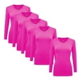 thumbnail image 1 of Natural Uniforms V-Neck Women's Underscrub Tee Long Sleeve T-Shirt 5 PACK (Neon Pink, Small), 1 of 5