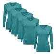 thumbnail image 1 of Natural Uniforms V-Neck Women's Underscrub Tee Long Sleeve T-Shirt 5 PACK (Teal, Medium), 1 of 3