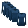 thumbnail image 1 of Natural Uniforms V-Neck Women's Underscrub Tee Long Sleeve T-Shirt 5 PACK (True Navy Blue, X-Small), 1 of 3