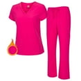 thumbnail image 1 of Natural Uniforms Women's Breathable Cool Stretch Fabric Scrub Top and cargo Pant Set (Hot Pink, Small-Petite), 1 of 6