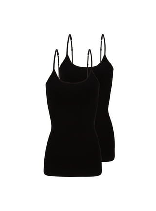 Buy SHINEMART Cotton Tank Top with Shelf Bra Camisole Basic Cami Women's  Slim-Fit Tanks Sleeveless Pack of 1 Plus Size (2XL, Black) at