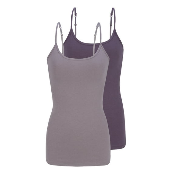 Natural Uniforms Women's Camisole Cotton Stretch Slim-Fit Cami Soft and Breathable Undershirt with Adjustable Strap Tank Top Multi Pack of 2 (Grey Charcoal) X-Large