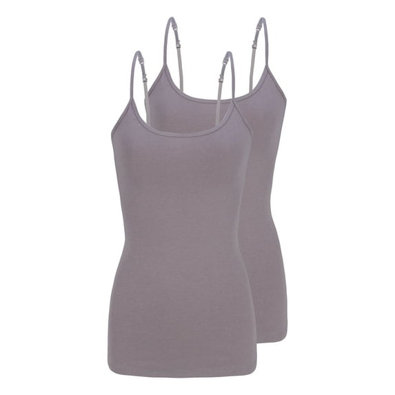 Natural Uniforms Women's Camisole Cotton Stretch Slim-Fit Cami Soft and Breathable Undershirt with Adjustable Strap Tank Top Multi Pack of 2 (Grey) X-Small