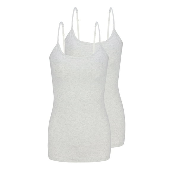 Natural Uniforms Women's Camisole Cotton Stretch Slim-Fit Cami Soft and Breathable Undershirt with Adjustable Strap Tank Top Multi Pack of 2 (Heather Grey) Medium