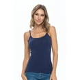thumbnail image 1 of Natural Uniforms Women's Camisole Cotton Stretch Slim-Fit Cami Soft and Breathable Undershirt with Adjustable Strap Tank Top Multi Pack of 2 (True Navy Blue) X-Small, 1 of 8
