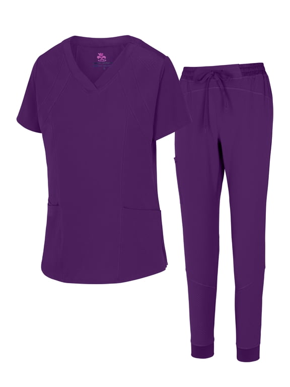 Women's Jogger Scrub Set 8 Pocket Cool Stretch Uniform Set