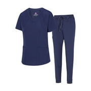 Natural Uniforms Women's Jogger Scrub Set 8 Pocket Cool Stretch Uniform Set