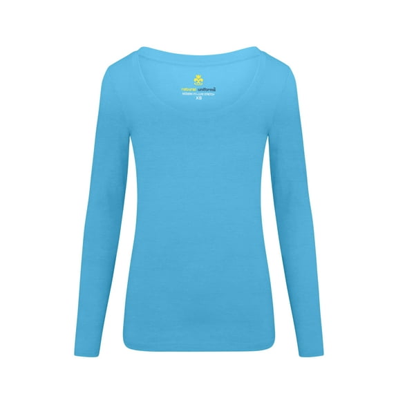 Natural Uniforms Women's Long Sleeve Scoop-Neck T-Shirt Under Scrub (Aqua, XXX-Large)