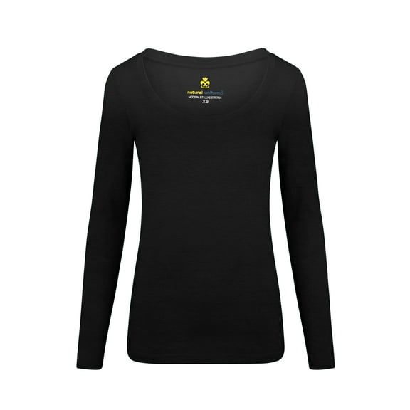 Natural Uniforms Women's Long Sleeve Scoop-Neck T-Shirt Under Scrub (Black, XXX-Large)