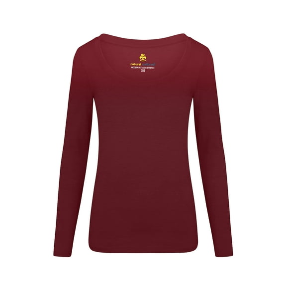Natural Uniforms Women's Long Sleeve Scoop-Neck T-Shirt Under Scrub (Burgundy, Medium)