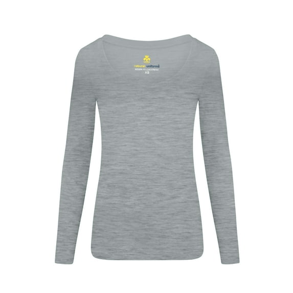 Natural Uniforms Women's Long Sleeve Scoop-Neck T-Shirt Under Scrub (Heather Charcoal, Large)