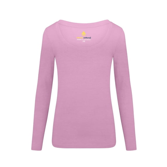 Natural Uniforms Women's Long Sleeve Scoop-Neck T-Shirt Under Scrub (Pink, Small)