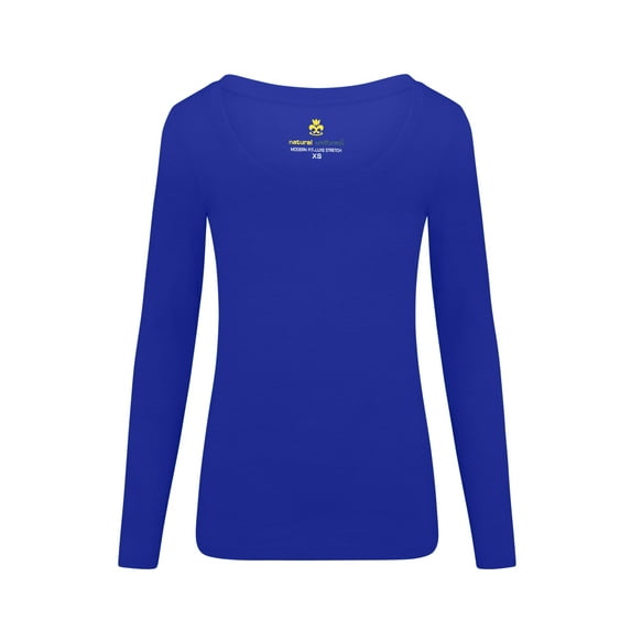 Natural Uniforms Women's Long Sleeve Scoop-Neck T-Shirt Under Scrub (True Royal Blue, Large)