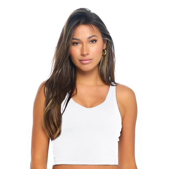 Natural Uniforms Women’s Longline Wirefree Padded Medium Support Sports Bra (Medium, White)